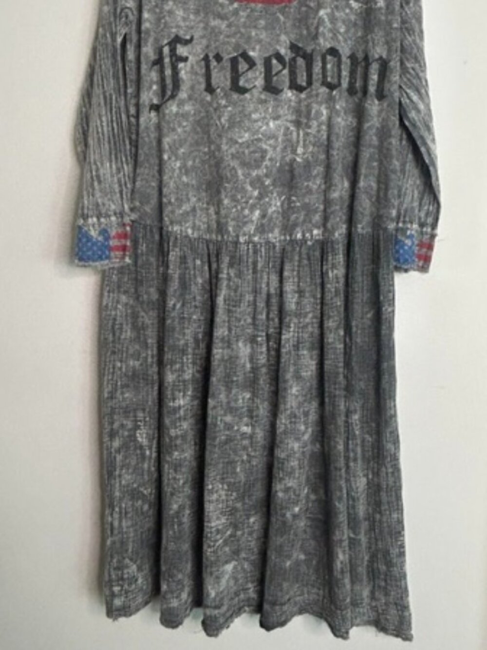 A Rare Bird Black Freedom Acid Wash Black Denim Drop Waist Dress Duster Jacket - Picture 16 of 16